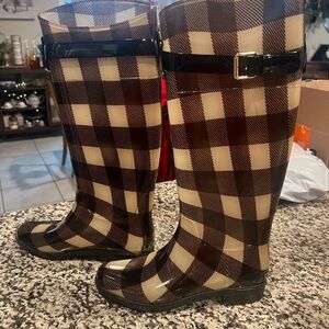 Lauren Ralph Lauren Brown Plaid Rain Boots
